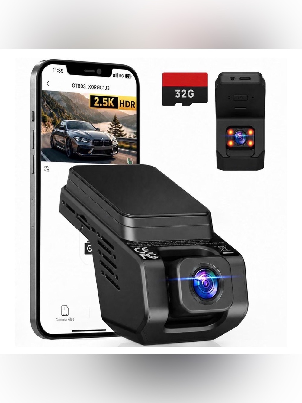 Dash Cam Front and Inside, 2.5K+ 1080P Cabin Camera for Cars with 32GB Card